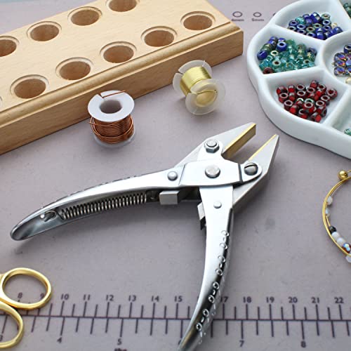 The Beadsmith Flat Nose Parallel Plier - 5.5 inches (140mm), Steel tool for jewelry making, with spring - style: Brass Jaw - 140mm