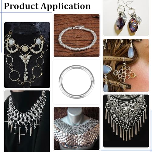 PH PandaHall 925 Sterling Silver Open Jump Rings, 20pcs O Ring Connector Metal O Rings Jewelry Findings for Earring Bracelet Necklace Keychain DIY Craft Jewelry Making, 19 Gauge (OD 8mm, ID 6mm)