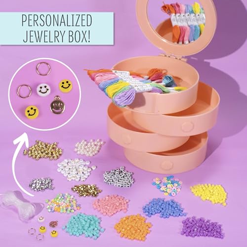 STMT D.I.Y. Personalized Jewelry Box, Design 50+ Accessories, Includes Swiveling Jewelry Box, Beads for Jewelry Making, Bracelet Making Kit, Great Gifts for Girls, Jewelry Making Kit for Girls 8-12 - size: Small, style: Jewelry Box