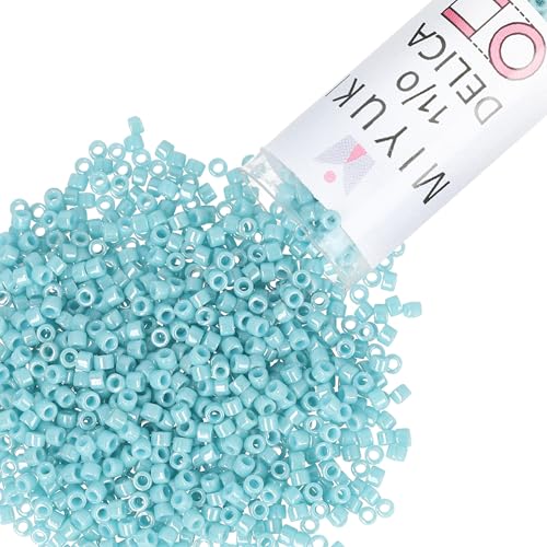 Miyuki Delica Seed Beads – Size 11/0 (1.6 mm), DB0217, Opaque Light Aqua Luster, 7.2 g, Approx. 1440 Beads, Made in Japan - color: DB0217 - Opaque Light Aqua Luster