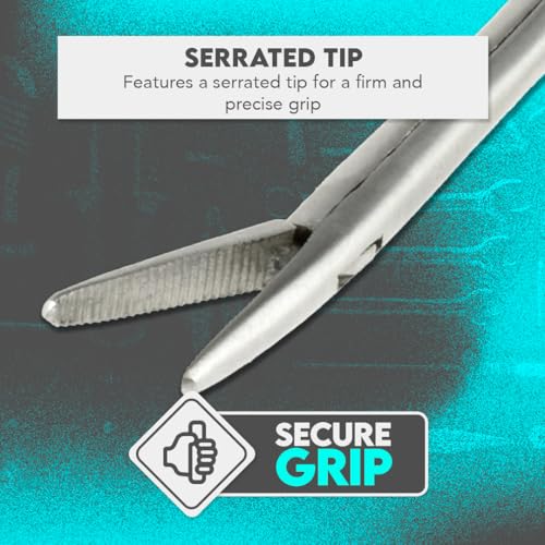 SE Stainless Steel Alligator Forceps, 3.5" - Durable, Serrated Tip for Precision Grasping in Hobbies, Crafts, Proffessionals, and DIYers - SPAF-3.5 - size: 3.5", style: Compact
