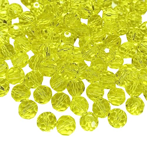 Jmassyang 50 Pieces 10mm Faceted Round Crystal Glass Beads Spacer Beads for Jewelry Making, Bracelets Necklaces Earrings Wind Chimes Suncatchers (LemonYellow) - color: LemonYellow, size: 10mm