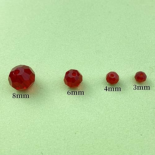 550pcs Round Crystal Glass Beads 3mm 4mm 6mm 8mm Round Faceted Spacer Beads for Jewelry Making Bracelet Earring Necklace Wind Chimes Suncatchers DIY Craft Making Supplies(Red Series) - color: Red Series, size: 3/4/6/8mm