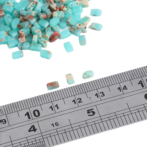 Beadia Blue Imperial Jasper Stone Tila Beads 5x2mm Rectangle 2-Hole Spacer Beads for DIY Bracelet Earring Making 15"/Strand - color: Imperial Jasper Blue, size: 5x2mm