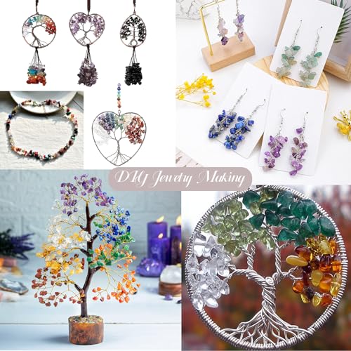 400pcs Natural Chip Stone Beads for Jewelry Making Purple Green Agate 5-8mm Irregular Gemstones Healing Crystal Loose Rocks Bead Hole Drilled for Bracelet Making DIY Art Crafts - color: Purple Green Agate(2 Strands-62")