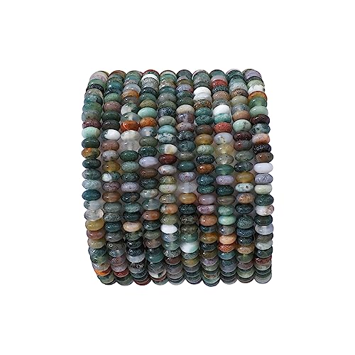 BEADIA Natural Indian Agate Disk Stone Beads 4x2mm 160pcs Rondelle Loose Semi Gemstone Beads for Jewelry Making Design - color: Indian Agate