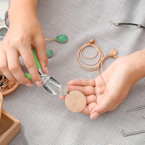 2 pcs Jewelry Pliers Set, Include: 6-Inch 6-Step Bail Making & Nylon Jaw Pliers for Wire Wrapping - style: green