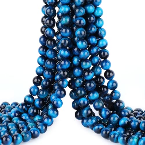 4mm 200pcs Natural Stone Round Beads Genuine Stone Beading Loose Gemstone DIY Charm Smooth Beads for Bracelets Necklaces Earrings Hole Size 1mm (Aquamarine Tiger's Eye 4mm) - color: Aquamarine Tiger's Eye, size: 4mm