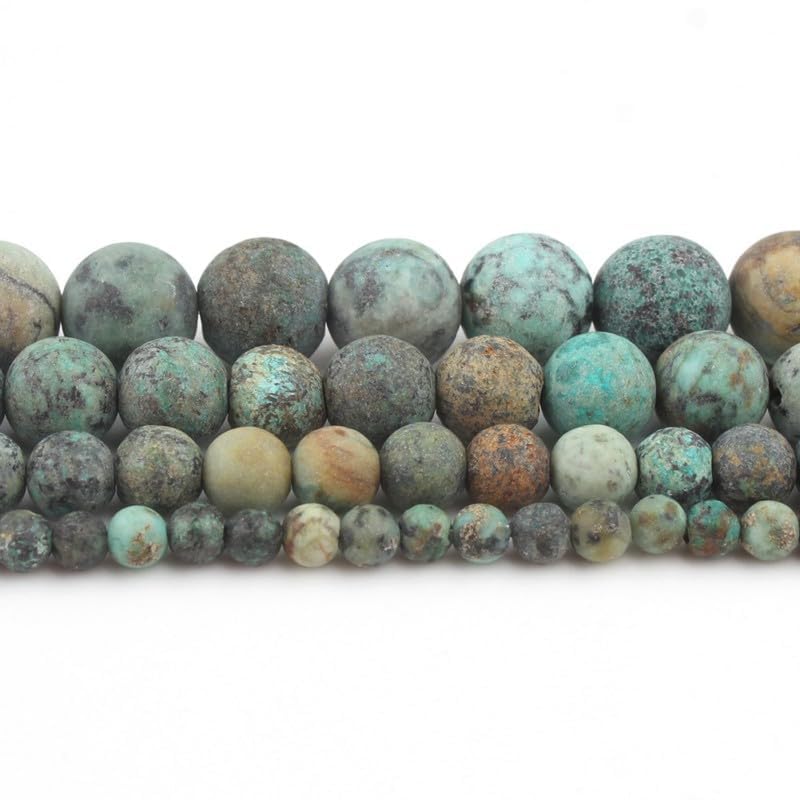 60pcs Natural Matte Africa Turquoise Gemstone Beads，6mm Frosted Round Loose Stone Beads for Jewelry Making DIY Earring Bracelet Necklace Crafts - color: Africa Turquoise, size: 6mm