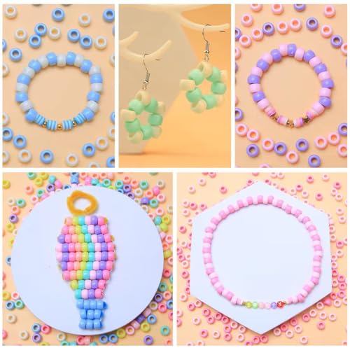 Praisebank Pony Beads, 1200pcs 6x9mm, Wholesale Beads, Bracelets Jewelry Making, Arts & Crafts(Candy) - color: Candy, size: Small Size