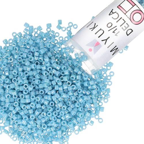 Miyuki Delica Seed Beads – Size 11/0 (1.6 mm), DB0218, Opaque Light Blue Luster, 7.2 g, Approx. 1440 Beads, Made in Japan - color: DB0218 - Opaque Light Blue Luster