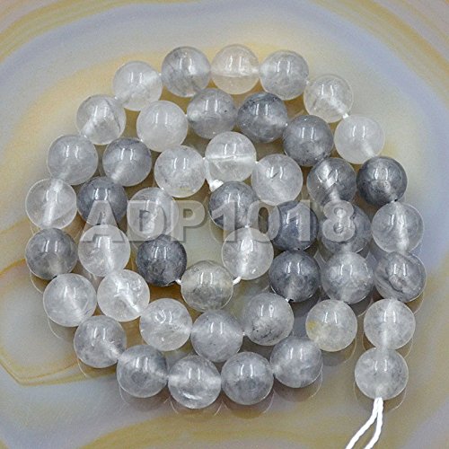 AD Beads Natural Gemstones 8mm Round Loose Beads 15'' ~ 16'' Pick Stone (Smooth Cloud Crystal) - color: Smooth Cloud Crystal