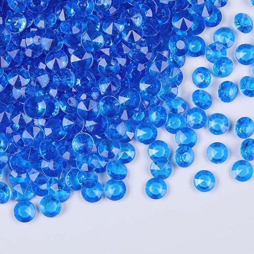 1000pcs Platic Acrylic Gems Fake Acrylic Diamonds Vase Filler Beads Faux Diamond Crystals Jewels for Makeup Brushes Holder Table Scatter Confetti Party Arts Crafts Birthday Wedding Decor - color: Medium Blue, size: 10mm