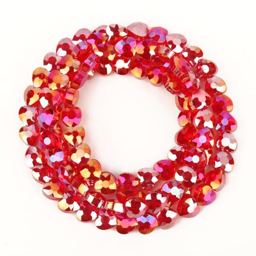 70pcs 8mm Valentine's Day AB Red Faceted Heart Beads for Jewelry Making Crystal Glass Beads for Bracelets Necklace Crafts, Friendship Bracelet Kit, Love Gifts - color: AB Red
