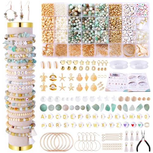 Wurosi 1927 PCS Jewelry Making Supplies Kit, Charm Bracelet Making Kit for Adults, Natural Stone Beads for Irregular Natural Stone, DIY Bracelet/Necklace/Earring/Rings - color: 1927 PCS Jewelry Making Supplies Kit