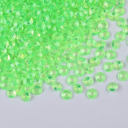 1000pcs Platic Acrylic Gems Fake Acrylic Diamonds Vase Filler Beads Faux Diamond Crystals Jewels for Makeup Brushes Holder Table Scatter Confetti Party Arts Crafts Birthday Wedding Decor - color: Green, size: 10mm