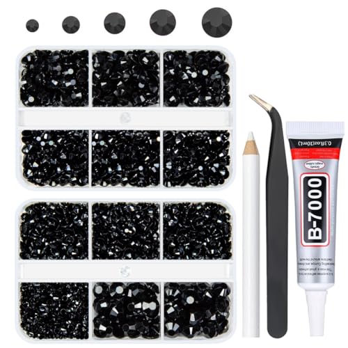 qiipii Pure Black Resin Flatback Rhinestones for Bedazzling Crafting 2mm-6mm Flatback Jelly Stones Solid Black Gems Diamonds for Face Eyes Makeup Tumblers Mugs Bottles DIY Crafts Clothes Shoes Phones - color: Pure Black