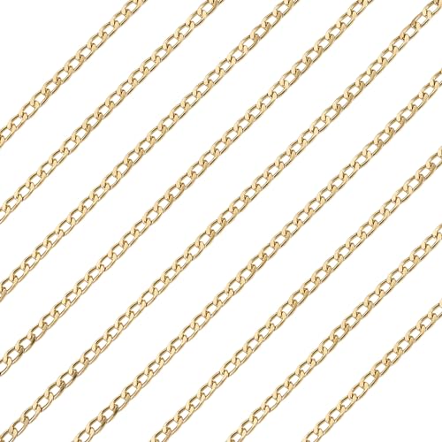 Craftdady 16.4 ft Golden Aluminium Curb Chain 7x4mm Twisted Metal Chain Oval Cross Unwelded Small Chain for Crafts DIY Necklace Bracelet Jewelry Making Supplies - color: Golden,7x4mm