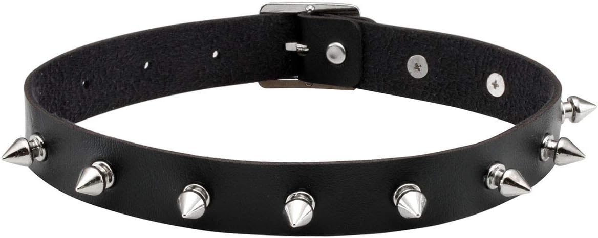 Eigso Vintage Punk Goth Studded Rivet Pu Leather Collar Choker Necklace with Spikes Adjustable