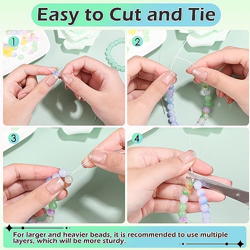 PAXCOO 4 Rolls Elastic String for Bracelets, Stretch Magic Elastic String Bead Cord Jewelry Thread for Bracelet, Necklaces, Clay Beads, Pony Beads (White) - size: 4 Pack