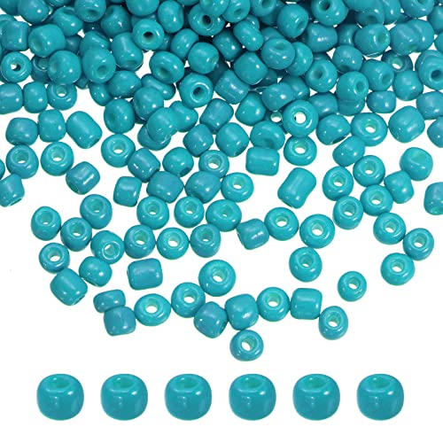 HARFINGTON 2000Pcs Small Glass Beads 6/0 4mm Loose Tiny Round Small Beads for Bracelet Earring Rings Jewelry Making, Blue Green - color: Blue Green