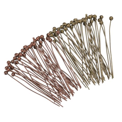 MECCANIXITY 200Pcs Plated Ball Head Pins Jewelry Making 24 Gauge 25mm Wire Head Pins for DIY Craft Necklaces Bracelets Earrings, Bronze and Purple Bronze - color: Bronze and Purple Bronze, size: 25mm