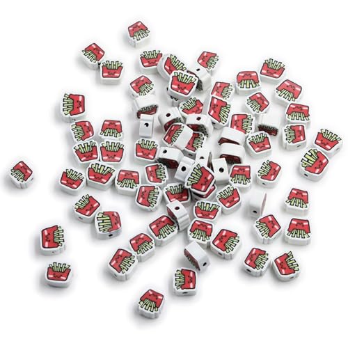 100 Pcs Polymer Clay Beads Mixed Heishi Spacer Beads Supplies for DIY Bracelet Earring Necklace Jewelry Making (French Fries) - color: French Fries
