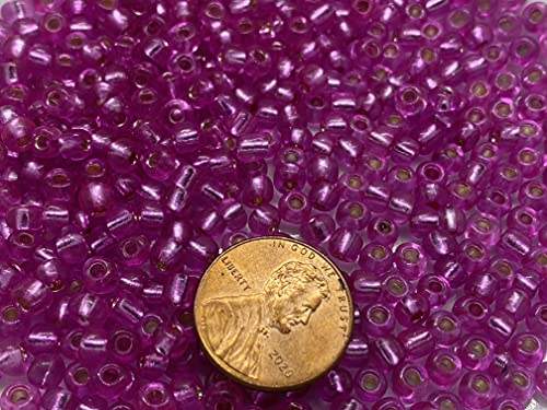 Czech Glass Seed Beads Size:6/0 40 gr / 1.4 oz (Pink Silver Lined) - color: Pink Silver Lined