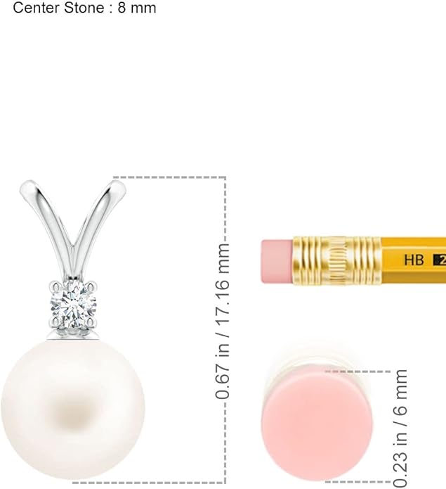 Angara Freshwater Pearl Pendant for Women | Freshwater Pearl V-Bale Pendant in 14K Solid Gold/Platinum With 18" Chain | June Birthday, Anniversary, Gemstone Jewelry Gift