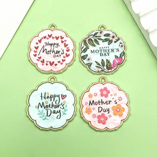 Sailanzi 16pcs Alloy enamel Mother's Day series soft feminine colors Jewelry Making DIY Keychain Earrings Pendant Various Design Charms for Jewelry Making Bracelets Necklace(SN775) - color: SN775