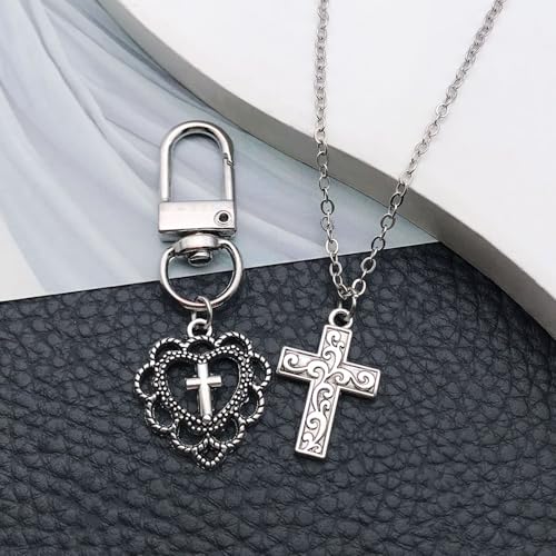 WOCRAFT 60pcs Antique Silver Cross Bracelet Charms for Jewelry Making Sets DIY Necklace Bracelet Keychain Crafting Charms Kit Craft Supplies (SN905) - color: Antique Silver, size: Cross Charms