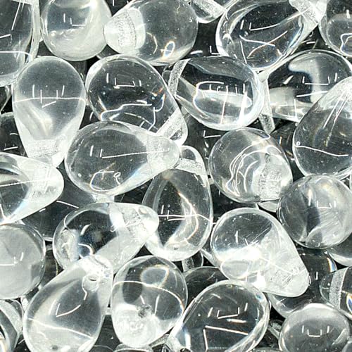 Czech 50-Piece Glass Beads, 6x9mm, Teardrop Transparent Crystal Clear - color: Crystal