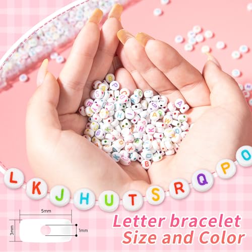 Colorful Alphabet Beads A-Z 1350+Pcs Letter Bead, Acrylic 4x7mm Round Digit Letter Beads Kits,Bracelets Necklaces DIY Jewelry Making Kits (Colorful,1350+PCS) - color: Colorful