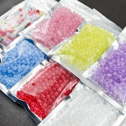 400pcs 8mm Acrylic Crackle Beads - Round Crystal Acrylic Craft Beads with Hole for Jewelry Making - Pink - color: 21-pink, size: 8MM