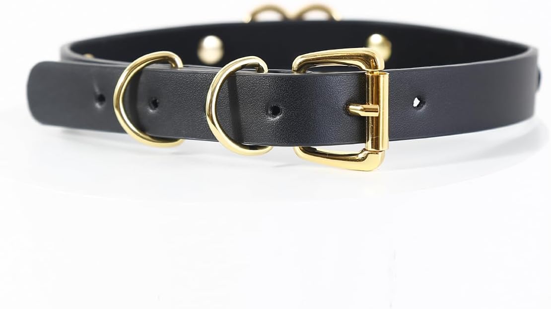 Succuba Handmade Heart Ring Rhinestone Letter Pu Leather Choker Collar Necklace for Women and Men