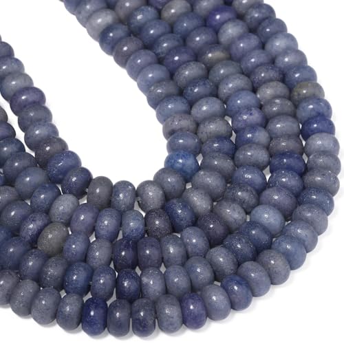 Songxi 5x8mm Natural Blue Aventurine Stone Rondelle Beads, 75PCS Spacer Round Loose Abacus Beads for Jewelry Making, Gemstone for Bracelet Necklace Earrings, Arts and Crafts - color: Blue Aventurine