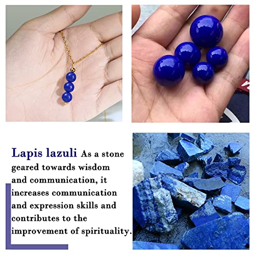 SmileBelle Crystal Necklace, Jade Necklace for Women as Anniversary Birthday Mothers Day Gifts for Women 14k Gold Black Tourmaline as Birthstone Jewelry for Girls Dainty Crystal Jewelry - color: Lapis Lazuli
