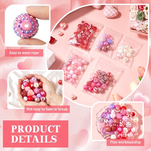 Huquary 100 Pcs 20mm Rhinestone Bubblegum Beads for Pens Mixed Crystal Resin Chunky Beads for DIY Craft Keychain Necklace Bracelet Jewelry Making(Sweet Color) - color: Sweet Style