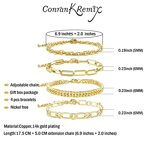 Waterproof Gold Chain Bracelet For Women Non Tarnish,14K Gold Plated Link Dainty Bracelets Stake Layered Bracelet Set Hypoallergen Gold Jewelry - color: Style-11