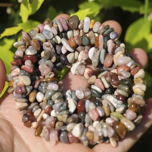400pcs Natural Chip Stone Beads for Jewelry Making Alashan Agate 5-8mm Irregular Gemstones Healing Crystal Loose Rocks Bead Hole Drilled for Ring Earrings Necklace Bracelet Making DIY Art Crafts - color: Alashan agate(2 Strands-62")