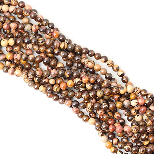 60PCS 6mm Natural Africa Picture Jasper Gemstone Round Loose Beads for DIY Bracelet Necklace Earrings Jewelry Making 1 String 15 Inches - color: Africa Picture Jasper, size: 6mm