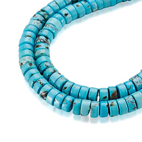Craftdady 150Pcs 6mm Natural Stone Heishi Coin Disc Beads Flat Round Disk Gemstone Loose Beads Turquoise Color for Jewelry Craft Necklace Bracelet Making Hole: 1mm - color: Cyan Blue, 6mm