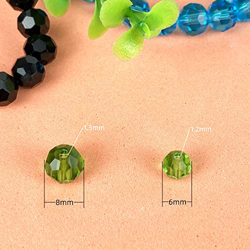 Jmassyang 100 Pieces 8mm Faceted Round Crystal Glass Beads Spacer Beads for Jewelry Making, Bracelets Necklaces Earrings Wind Chimes Suncatchers(Green) - color: Green, size: 8mm