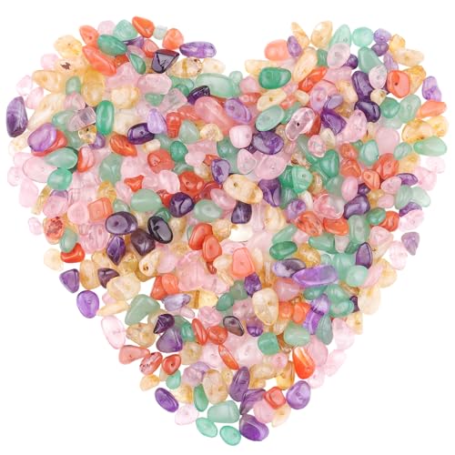 400pcs Natural Chip Stone Beads for Jewelry Making Assorted Colors 5-8mm Irregular Gemstones Healing Crystal Loose Rocks Bead Hole Drilled for Ring Earrings Necklace Bracelet Making DIY Art Crafts - color: Assorted Colors (2 Strands-62")