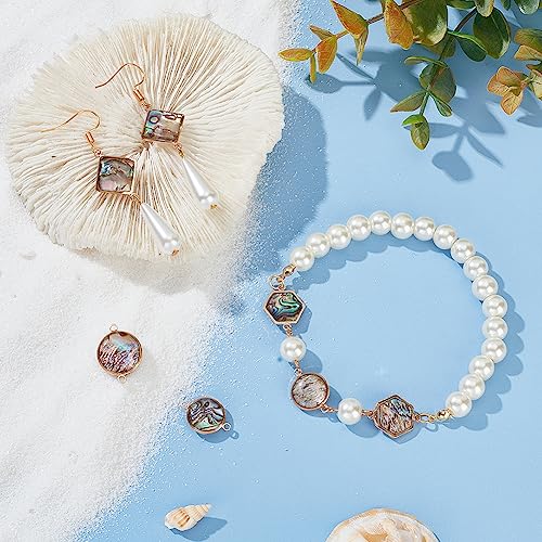 BENECREAT Abalone Shell Charms, Paua Shell Pendant Shell Charms for Jewelry Making - color: 4 Style Connector