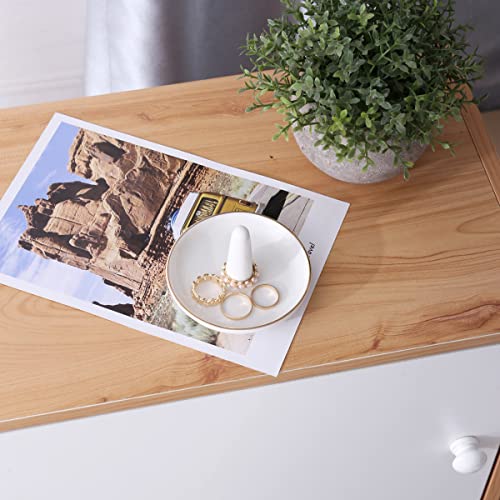 oskas White Ring Dish Holder,Engagement Wedding Bridal Shower Gift，Decorative Trinket Tray,4 Inch,Ceramic,White - color: white 1
