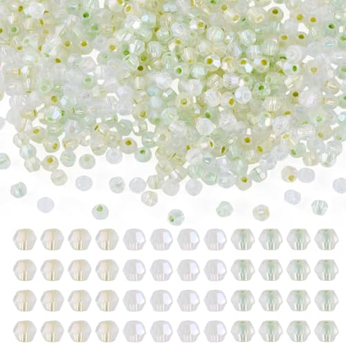 Beadthoven 405Pcs 4mm Bicone Glass Beads Green Crystal Glass Seed Beads Rainbow Plated Transparent Small Mini Pony Loose Spacers for Bracelets Jewelry Making Necklace DIY Crafts Supplies - color: Green