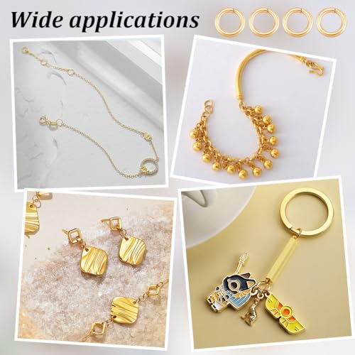 NBEADS About 500pcs 4mm Gold Jump Rings, Open Jump Rings 304 Stainless Steel Split Rings Real 18K Gold Plated Connector Rings for Jewelry Making Necklaces Bracelet Earrings Keychain