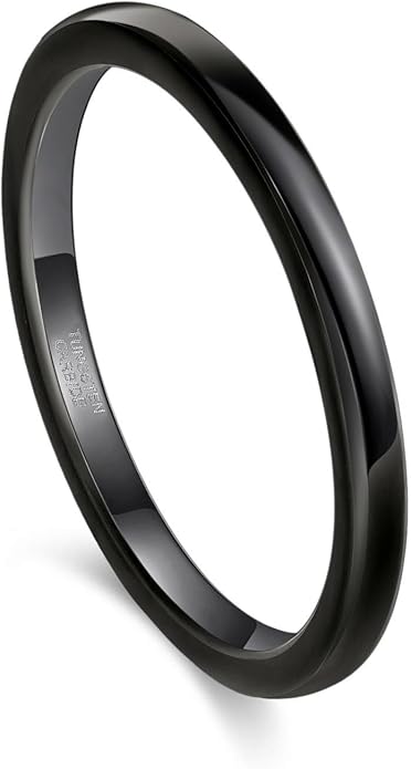 Greenpod 2mm 4mm 6mm Tungsten Wedding Bands Ring for Women Men Rose Gold Plated/Silver/24K Gold Plated/Black Polished Slim Engagement Promise Rings Comfort Fit Size 4-13