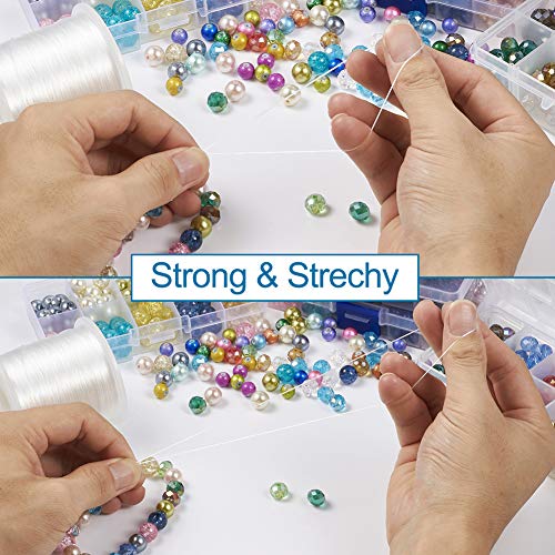 Pandahall 500m/roll Elastic Bracelet String 0.3mm Clear Crystal Stretch Bead Cords for Seed Beads Jewelry Making